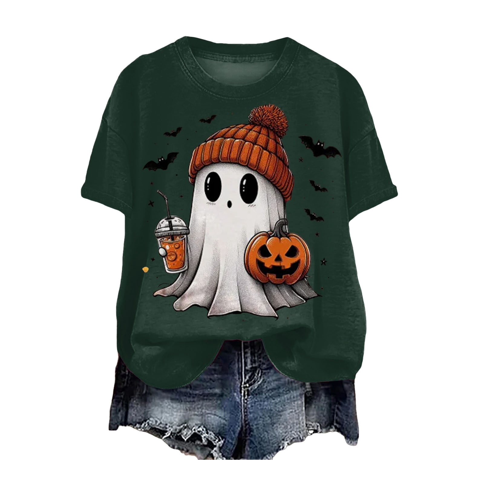 Women's T shirt Tee Halloween Funny Long Sleeve Navy Blue Spring Fall