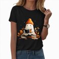 thumbnail image 1 of enyan Halloween Ladies Fall Tops Pumpkin Printed Cute T Shirts Orange Graphic Tops Fall Tee Fashion Black,S, 1 of 5