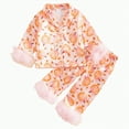 thumbnail image 1 of enyan Halloween Pjs Toddler Baby Girl Fuzzy Trim Long Sleeve Button Down Pumpkin Shirt Top and Pants 2pcs Pjs Sets Sleepwear (Pink,12-18 Months), 1 of 7