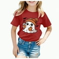 thumbnail image 1 of enyan Halloween Shirt Toddler Pumpkin Ghost T Shirt Kids Boys Girls Short Sleeve Cute Graphic Tee Tops (Red,4-5 Years), 1 of 5
