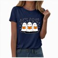 thumbnail image 1 of enyan Halloween Shirts Halloween Shirts for Women 2025 Cute Ghost Shirt Fall Pumpkin Tshirt Crew Neck Graphic Tees Casual Short Sleeve Tops Dark Blue,M, 1 of 7