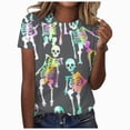 thumbnail image 1 of enyan Halloween Shirts for Women Pumpkin Tee Shirt Ghost Reading T-Shirt Short Sleeve Spooky Season Halloween Graphic V Neck Tops Halloween T Shirts for Women(Dark Gray,S), 1 of 7