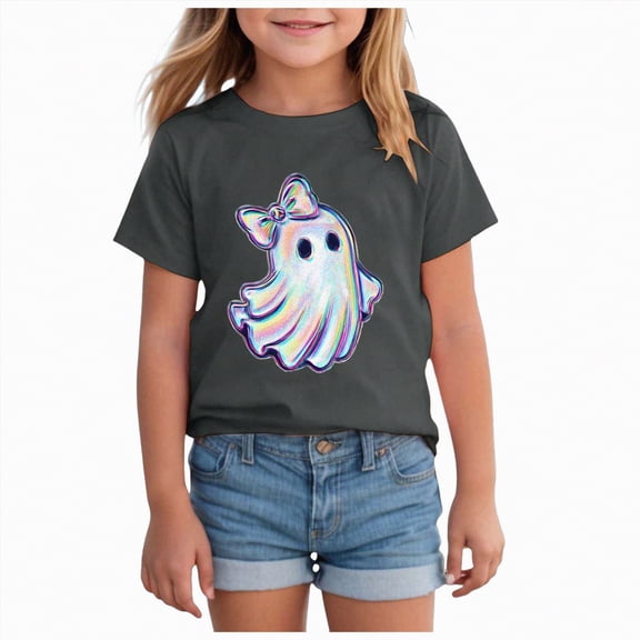 enyan Halloween Shirts for Toddlers Spooky Season Retro Ghost Pumpkin Kids T-Shirt for Boys Girls (Dark Gray,9-10 Years)