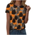 thumbnail image 1 of enyan Halloween Shirts for Women Ghosts Pumpkins T-Shirt Halloween Party Funny Graphic Tee Tops Short Sleeve Women’s Halloween Shirt Grey,S, 1 of 6
