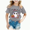 thumbnail image 1 of enyan Halloween Tshirt Boys Girls Ghost Pumpkin Tshirts Toddler Boy Girl Fall Spooky Season Short Sleeve Tee Tops (Grey,4-5 Years), 1 of 5