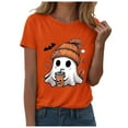 thumbnail image 1 of enyan Halloween Tshirts Women Halloween Shirt Spooky Teacher Tshirt: Teaching My Boos Tee - Women Cute Ghost T Shirt Casual Short Sleeve Tops Orange,L, 1 of 2