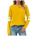 thumbnail image 1 of enyan Halloween Womens Shirt Funny Pumpkin Ghost T-Shirts Long Sleeve Holiday Fall Tee Tops Halloween Tshirts for Women Yellow,XXL, 1 of 7