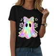 thumbnail image 1 of enyan Halloween Womens Shirt Halloween Ghost Shirts for Women Casual Short-Sleeved Ghost Print T-Shirt Retro Fall Spooky Season Tees Tops Black,L, 1 of 2