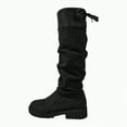 thumbnail image 1 of enyan High Knee Boots for Women Women's Mid Calf Boot,Round Toe Low Heel Comfort Slouchy Bootie with Side Zipper Black,Size 9.5, 1 of 7