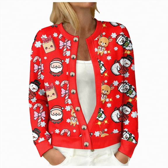 enyan Hooded Cardigan Sweaters for Women Long Sleeve Button Down Knit Sweater Coat Outwear Women Cardigan Sweater Red,M