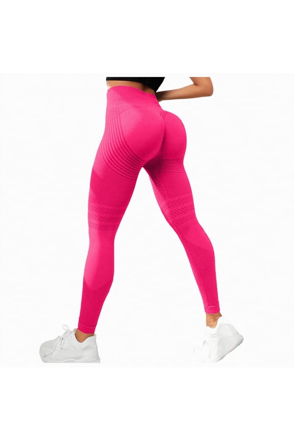Impact Hidden Scrunch Butt Leggings for Women Mid Low Waist Gym Workout Legging Tummy Control Booty Lifting Yoga Pants Fleece Lined Leggings,Hot Pink,S