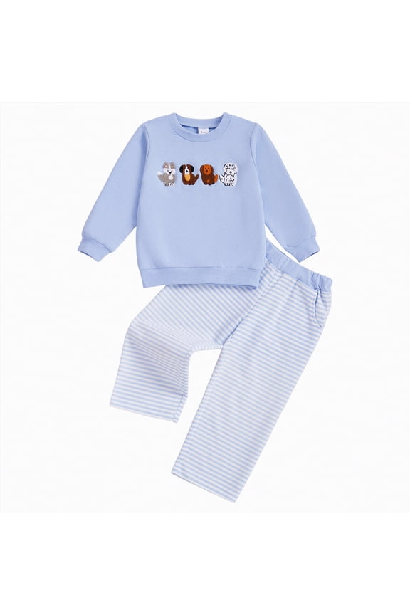 Inf'ant B'oys Clothes Inf'ant B'aby B'oy Fall Clothes Set Funny Sweatshirt Pant Outfit Todd'ler Winter Clothes Blue,4-5 Years