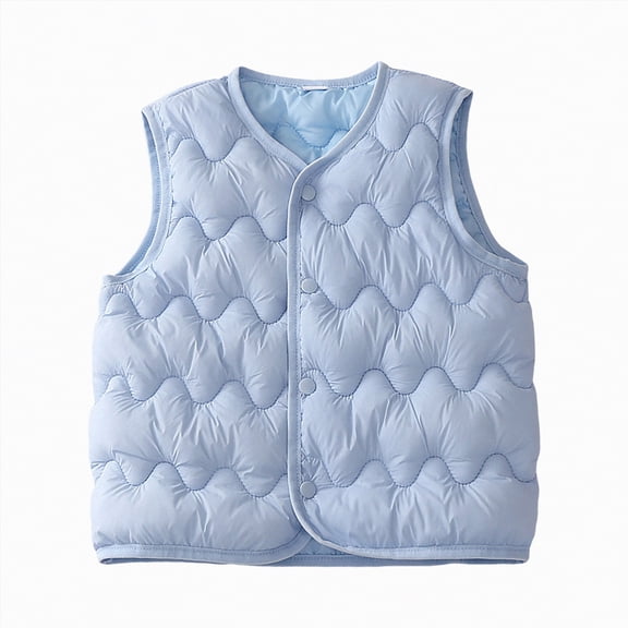 enyan K'ids Jacket K'ids B'oys Gir'ls Puffer Vest Todd'ler Solid Color Coat Winter Lightweight Sleeveless Zipper Up Jacket Sky Blue,4-5 Years