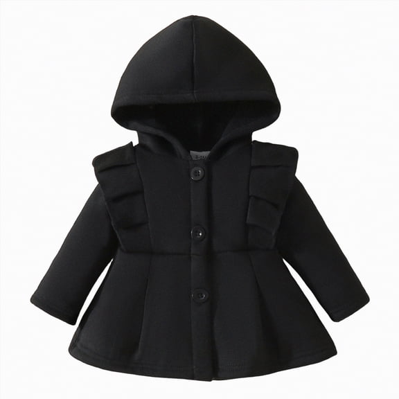 enyan K'ids Winter Coats Todd'ler Fleece Jacket B'aby B'oys Gir'ls Hooded Zipper Long Sleeve Thick Warm Outerwear Black,6-9 Months