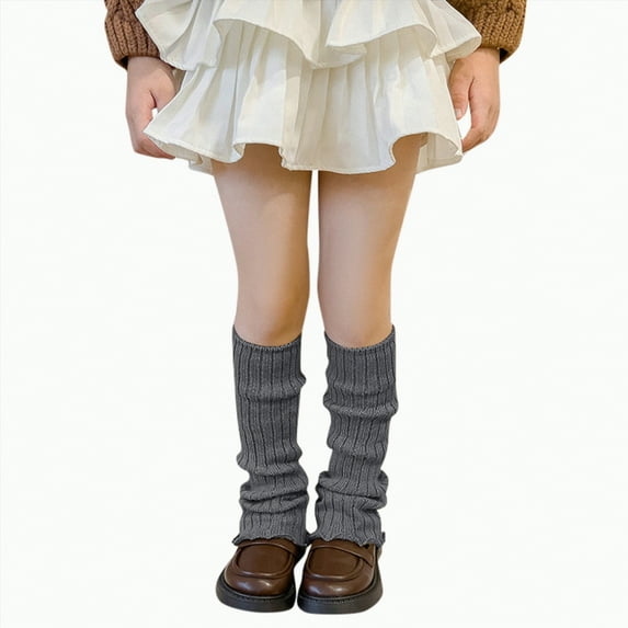 enyan Kawaii Leg Warmers Style Knitted Loose Socks Leg Warmers for Girls (Dark Gray,3-14 Years)