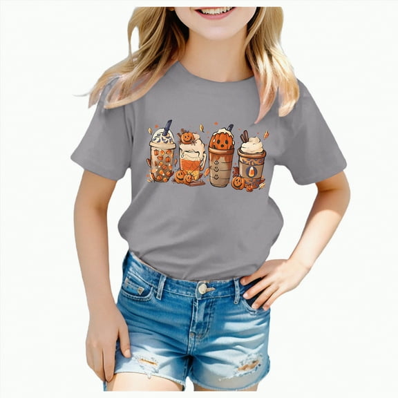 enyan Kid Halloween Shirt Spooky Season Retro Ghost Pumpkin Toddler T-Shirt for Boys Girls (Grey,4-5 Years)