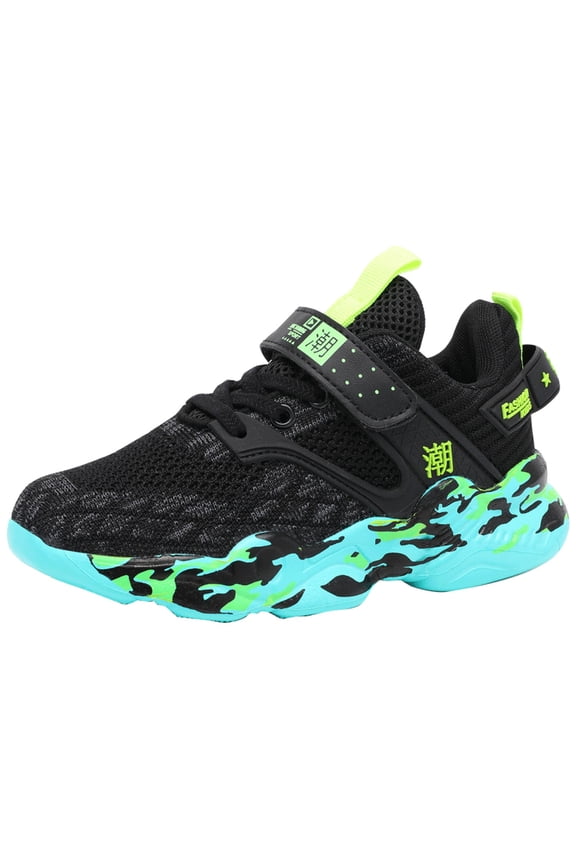 Sneakers for Boys Boys Girls Sneakers Kids Tennis Running Shoes EZ-ONs EZ-Plays Athletic Sport Gym Lightweight Breathable Shoes Green,4.5