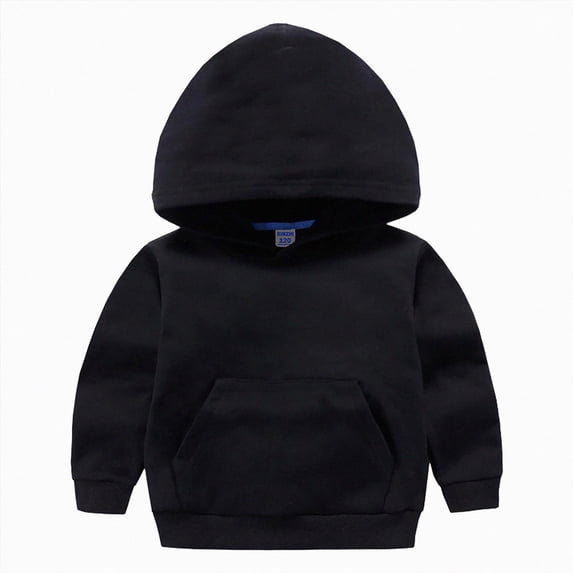 enyan Kids Cotton Hoodies Toddler Fall Pullover Hooded Medium Weight Sweatshirts with Pocket for Boys and Girls(Black,18-24 Months)