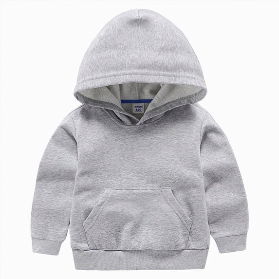 enyan Kids Cotton Hoodies Toddler Fall Pullover Hooded Medium Weight Sweatshirts with Pocket for Boys and Girls(Grey,5-6 Years)