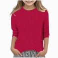 thumbnail image 1 of enyan Kids Girls 3/4 Sleeve T Shirts Cute Casual Crewneck Tops Fall Winter Basic Tees Blouse for Girl(Wine,3-4 Years), 1 of 5