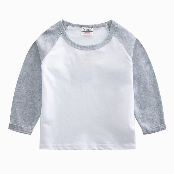 enyan Kids Girls T Shirts Casual Raglan Long Sleeve Tee Crewneck Color Block Cute Fall Blouses Tops(Grey,11-12 Years)