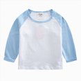 thumbnail image 1 of enyan Kids Girls T Shirts Casual Raglan Long Sleeve Tee Crewneck Color Block Cute Fall Blouses Tops(Light Blue,3-4 Years), 1 of 6