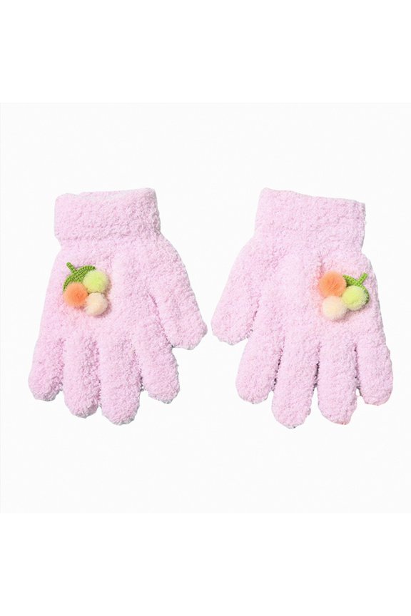 Kids Gloves Toddler Print Winter Mittens Wool Fleece Lined Mitten Warm Thermal Knitted Winter Mittens for Boys Girls,Purple,3-6 Years