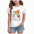 thumbnail image 1 of enyan Kids Halloween Shirts Girls Pumpkin Ghost Tee Shirt Kids Short Sleeve Fall Tops Halloween Tshirts Girls(White,11-12 Years), 1 of 5
