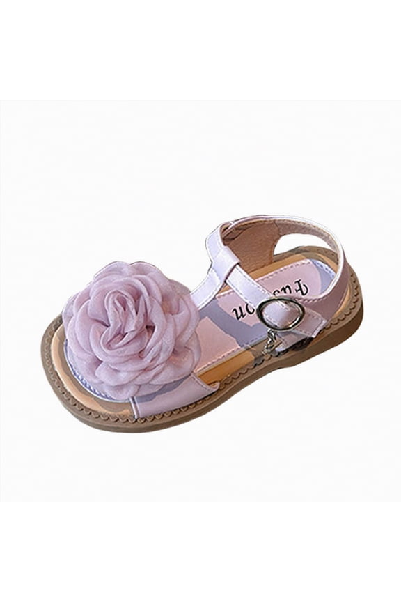 Kids Sandals Boys Girls Slide Summer Non-slip Toddler Slippers with Adjustable Straps for Indoor & Outdoor Girl Sandals,Light Purple,Size 11.5