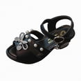 thumbnail image 1 of enyan Kids Sandals Girls Summer Sandals Outdoor Beach Anti-Slip Rubber Soft Sole Newborn Toddler First Walker Shoes,Black,Size 1, 1 of 7