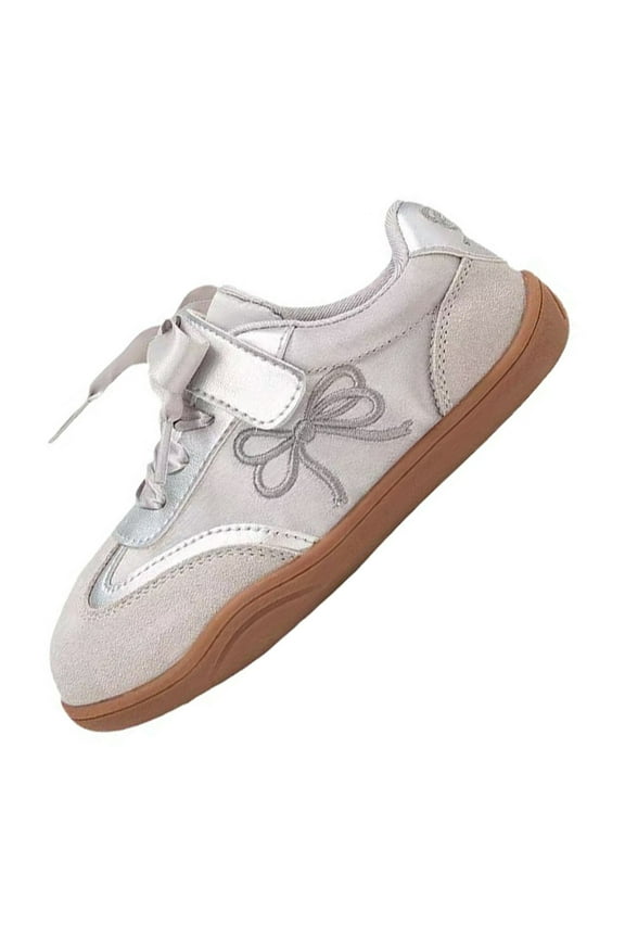 Kids Tennis Shoes Kids Sneakers Girls The Children's Place Girl's Casual Lace Up Low Top Sneakers(Silver,8)