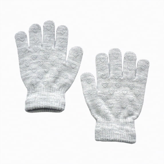 enyan Kids Winter Gloves Knit Warm Stretch Gripper Children Magic Glove for Boys Girls,Light Gray,6-11 Years