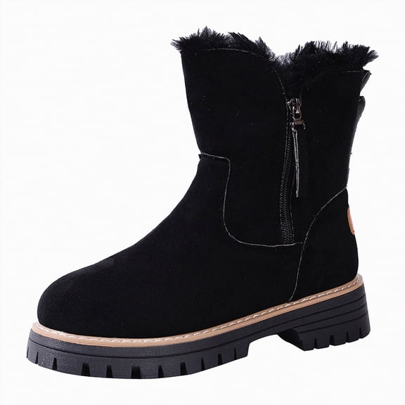 enyan Knee High Boots for Women Winter Boots for Women Mid-Calf Fashion Casual Knee-High Flat Heel Boots Black,Size 7