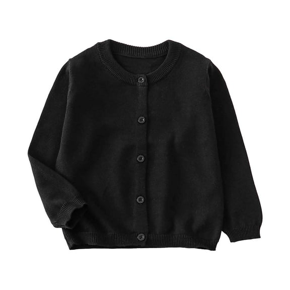 enyan Knitted Sweaters for Children Girls Sweaters Crewneck Long Sleeve Pullover Jumper Cotton Fall Fancy Cable Knit Sweater with Side Slit Black,1-2 Years