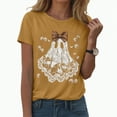 thumbnail image 1 of enyan Ladies Halloween Shirts Ghost Printed Funny Crewneck Short Sleeve Top Pumpkin Graphic T-Shirtfor Autumn Party Yellow,S, 1 of 5