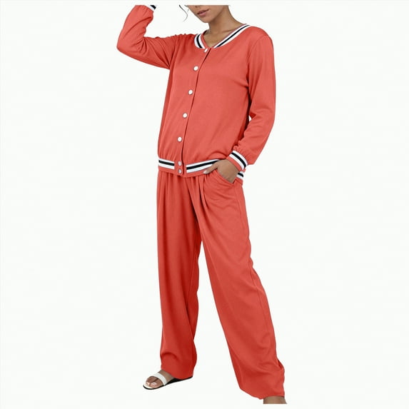 enyan Ladies' Outfit Women 2 Piece Outfits Sweatsuit Sweatshirt Jogger Sweatpants Tracksuit Lounge Set Clothes Women Sweatpants Set Red,XXXL