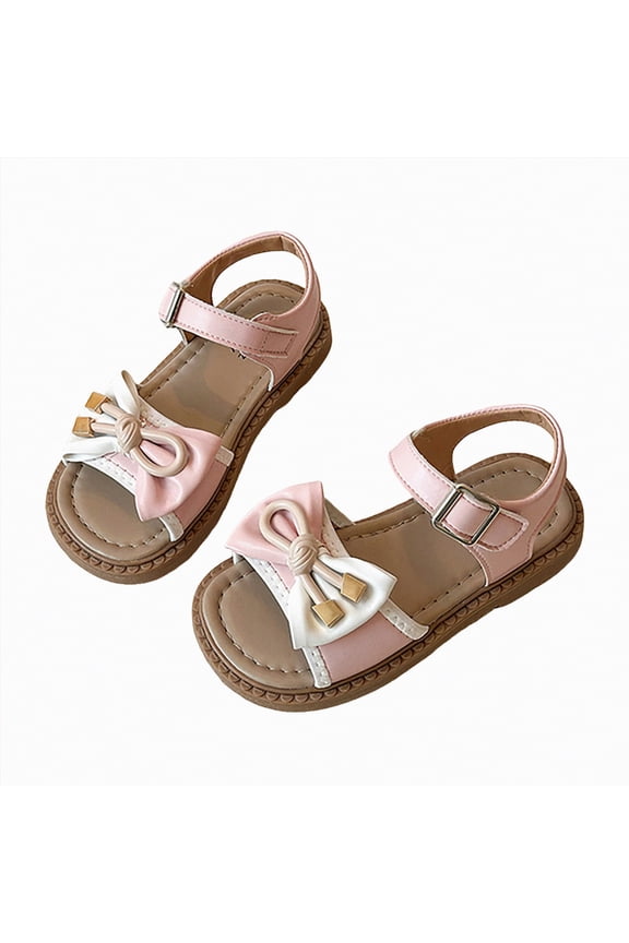 Leather Kids Sandals - Natural Cork Footbed Non-Slip Slides for Kids - Lightweight Girls Sandals - Water-Resistant Girls Sandals Jelly Sandals,Pink,Size 9