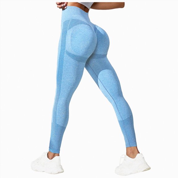 enyan Leggings for Women, Soft High Waisted Tummy Control Workout Yoga Pants Thermal Leggings Sky Blue,L