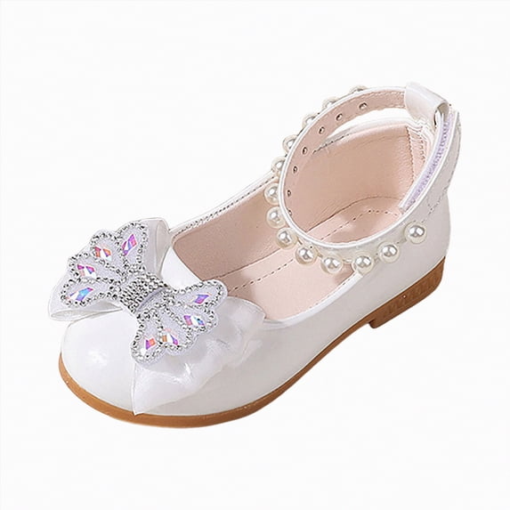 enyan Little Big Girl's Adorable Sparkle Princess Party Girls Dress Shoes Little Girls Dress Shoes,White,Size 12.5