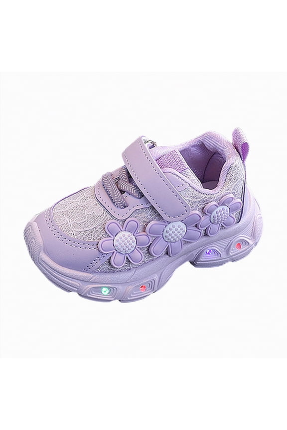 Little Girl Sneakers Boys Girls Tennis Shoes Kids Lightweight Breathable Sneakers Lace-up Running Athletic Shoes,Purple,Size 10