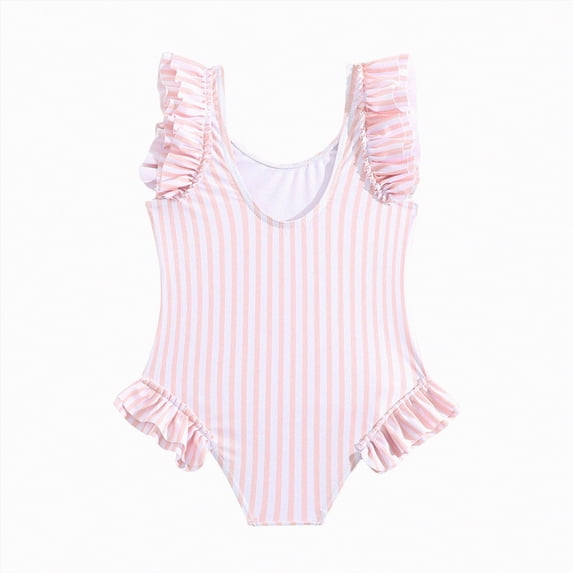 enyan Little Girls Bathing Suits Toddler Baby Girls UPF 50+ Sun Protection Floral Printed Sleeveless One Piece Rash Guard Swimsuit,Pink,6 Years