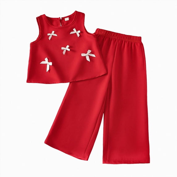 enyan Little Girls Summer P ajamas Kids 2 Piece P'js Toddler Girls Short Sleeve Sleepwear Clothes Sets 3-10T,Fall Outfits for Toddler Girls(Red,5-6 Years)