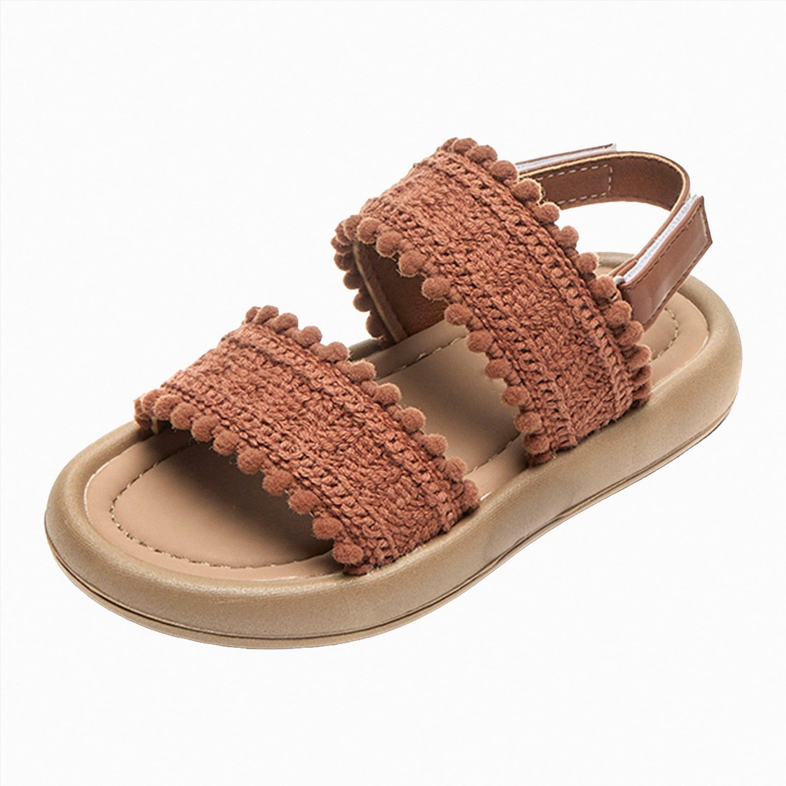 enyan Little Kids Girls Dress Pumps Glitter Sequins Princess Low Heels Princess Dress Shoes Party Dance Shoes Rhinestone Sandals Little Girl's Sandals,Brown,Size 3.5