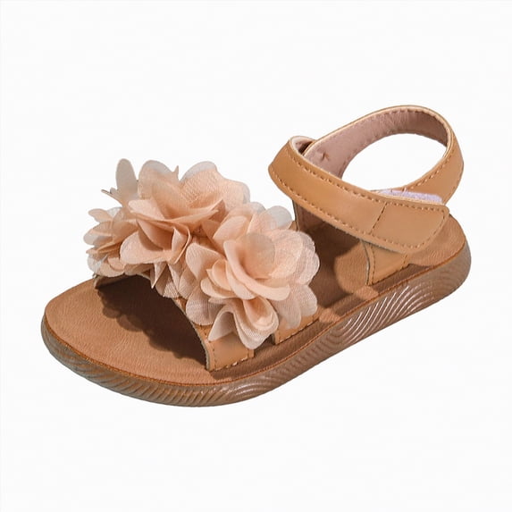 enyan Little Kids Girls Dress Pumps Glitter Sequins Princess Low Heels Princess Dress Shoes Party Dance Shoes Rhinestone Sandals Toddler Girl Summer Sandals,Khaki,Size 4.5