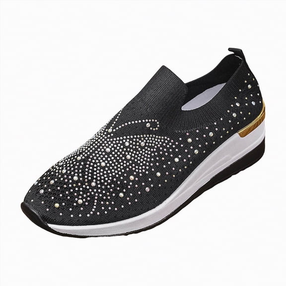 enyan Low-Top Slip Ons Women'sFashion Sneakers Casual Sneakers for Women Comfortable Flats Breathable Padded Insole Slip on Sneakers Women Low Slip on Shoes Women Shoes Casual Black,Size 8.5