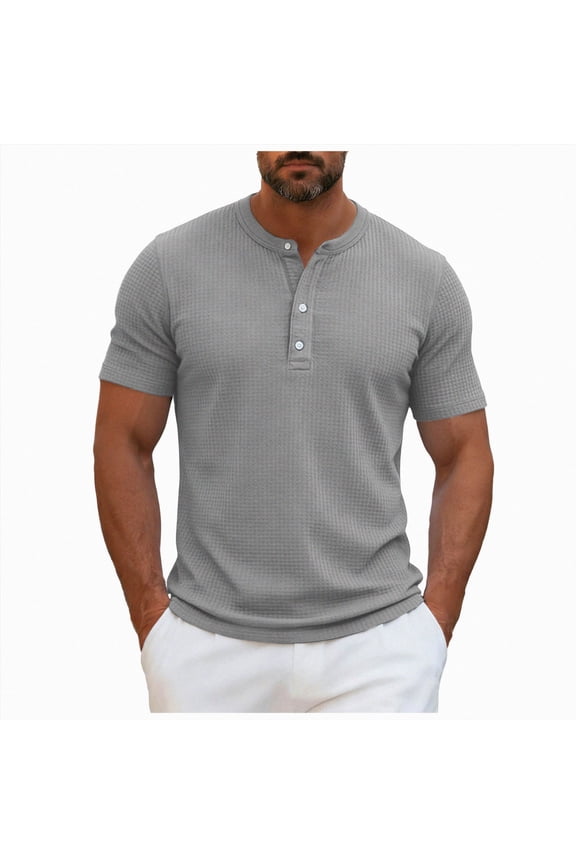 Male Polo Top,Men's Cotton Performance Short Sleeve Crew Neck Pocket T-Shirt Athletic Top (Available in Big & Tall) (Grey,XL)