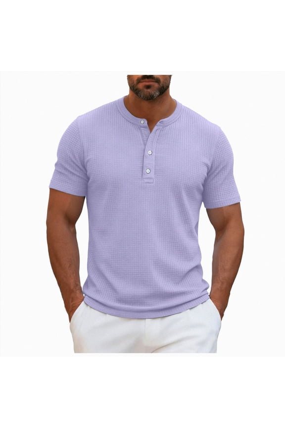 Men everyday casual short sleeve polo tee,Mens T Shirts Soft Cotton Blend Crew Neck Tee Athletic Fit Plain Casual T-Shirt for Men (Purple,M)