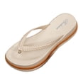 thumbnail image 1 of enyan Mens Flip Flops Women's Flat Sandals Fashion Slides With Soft Leather Slippers for Summer,Beige,Size 7.5, 1 of 7
