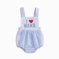 thumbnail image 1 of enyan Newborn Baby Boy Embroidery Sleeveless Smocked Bubble Romper Plaid Bodysuit summer Clothes, Baby Clothes,Blue,12-18 Months, 1 of 4