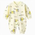 thumbnail image 1 of enyan Newborn Baby Boys Girls Pajamas Cotton Cute Print Button Sleepwear PJS for 0-18 Months Baby(Yellow,Newborn）, 1 of 4